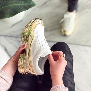 LILIANA POPS-1 Metallic Sneaker in White and Gold